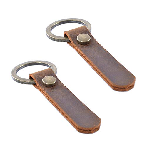 Jzcky Shzrp 2-Pack Simple Retro Leather Key Chain Key Holder Key Ring Organizer(PT100)