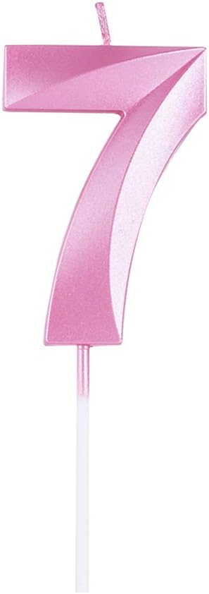 Birthday Candles Extended Big Number Candle Multicolor 3D Design Cake Topper Decoration for Any Celebration(7 Candle Pink)
