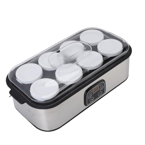 Haofy Máquina de Fabricante de Yogurt Digital Automático con Control de Tiempo y Temperatura Ajustable, Máquina de Yogurt 1.2L, 25W, Temporizador 0-48H, (EU enchufe 220V)