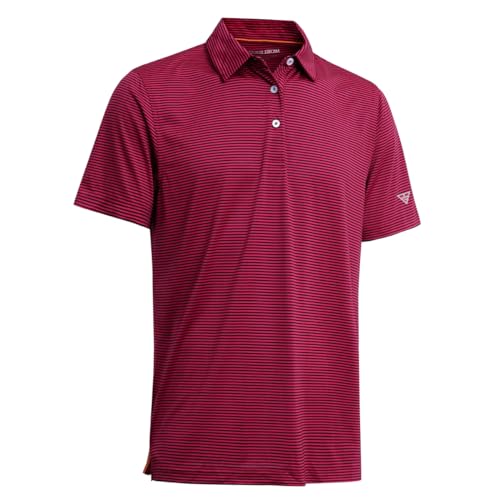 Image of Men's Golf Polo Shirts Short Sleeve Striped Performance Moisture Wicking Dry Fit Golf Shirts for Men