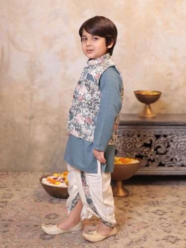 Image of AJ DEZINES Kids Ethnic Wear Kurta Waistcoat and Dhoti Pant for Boys