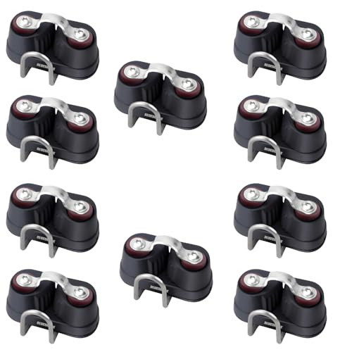 Blueshark Nylon Sailing Cam Cleat with Wire and Strap Fairlead 132 | for Line Sizes 1/8" in - 3/8" in (3-10 mm) | 200 lb Safe Working Load 500 lb Breaking Load | Premium Quality (10-Pack)