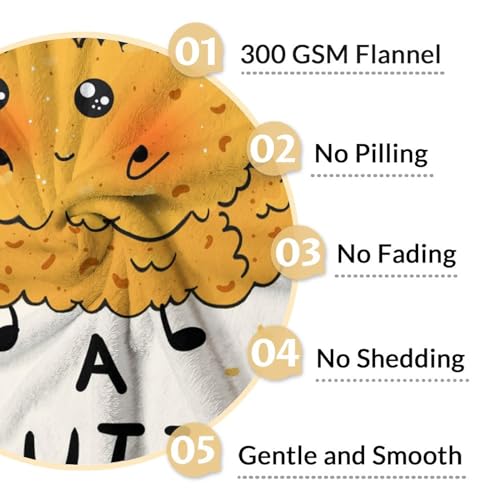 Mercuryelf Custom Chicken Nugget Blanket - Soft, Fuzzy & Warm - 40x50 Inches Flannel Throw Blankets for Travel, Office - Beige Cute Throws Gift for Girls, Boys