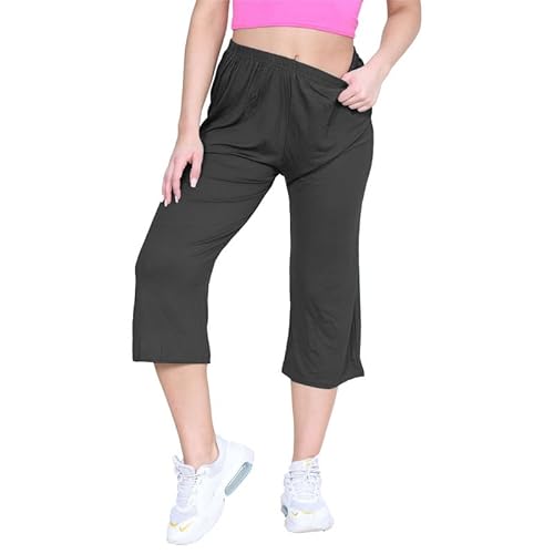 Ravi 1999 Fashion Ltd Women’s Plus Size Cropped Culottes Shorts, Elastic Waist Pull-On Summer Shorts, Lightweight Stretch Fabric, Holiday Travel Wear, Casual Everyday Comfort (16, Black)
