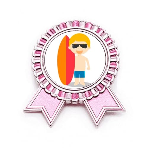 Broche dessin animé Surf Australie Rose M Métal le petit cadeau parfait pour surfeurs