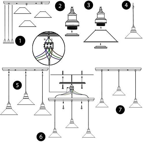 LEDSone 3 Head Black Vintage Industrial Ceiling Hanging Light Shade Loft Style Metal Ceiling Pendant Lamp for Kitchen Island, Living Room, Dining Room E27 UK Lighting
