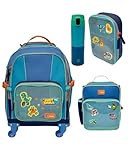 Puket - Kit Color Block Menino: Mochila com rodinha 360 + Lancheira Térmica + Estojo Box + Garrafa Térmica Color Block Puket