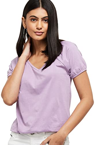 Image of Max Women Solid V-Neck T-Shirt