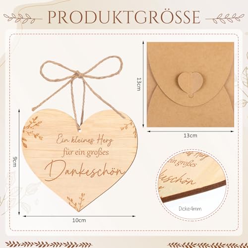 Geiserailie Dankeschön Geschenk Holztablett mit Gravur Klein Oval 25 x 12 cm Holz Serviertablett Herzform Dankeskarte Schlüsselanhänger Umschlag für Freundin Kollegen Geburtstag Weihnachten Jahrestag