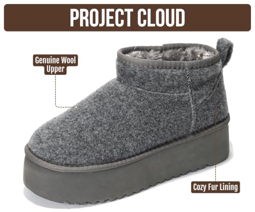 Image of Project Cloud 100% Genuine Leather Platform Ankle Boots for Women (Huggy) | Memory Foam Insole Lightweight Winter Booties - Womens Casual Footwear Fall Shoes - Fashionable Womens Boots with EVA Outsole