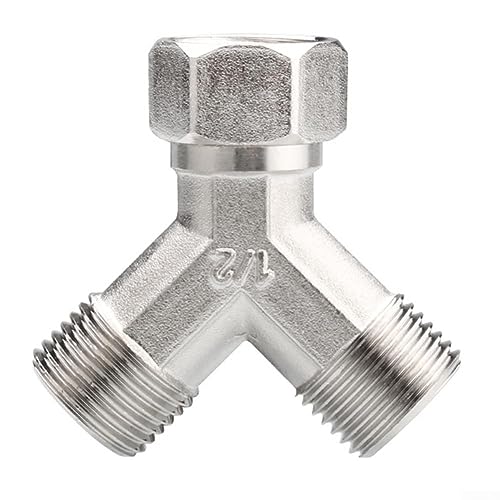 Schlauchverteiler, 1 Stück Kupfer Geschirrspüler Waschmaschine Wasserhahn Y Dual Splitter 1/2 Zoll Rohrverbinder Drei-Wege-Schlauch-Wasserhahn-Anschluss