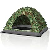 VINGLI Camouflage Camping Tent, Portable Dome Tent for 3/4 Person with 78L”x 78W”x 53H”Waterproof Nylon Oxford for Hiking, Climbing, Camping, Backpacking