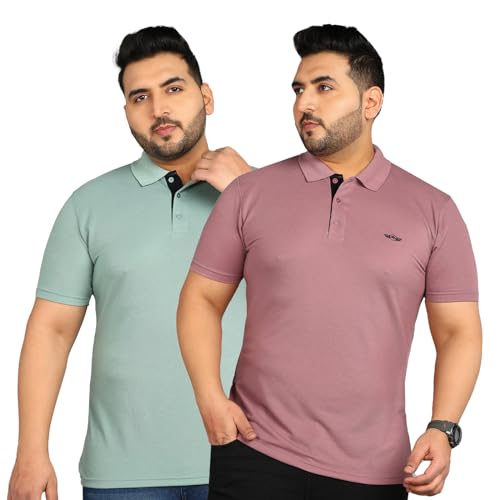 Image of INKKR Plus Size Men's Regular Fit Solid Polo Tshirt