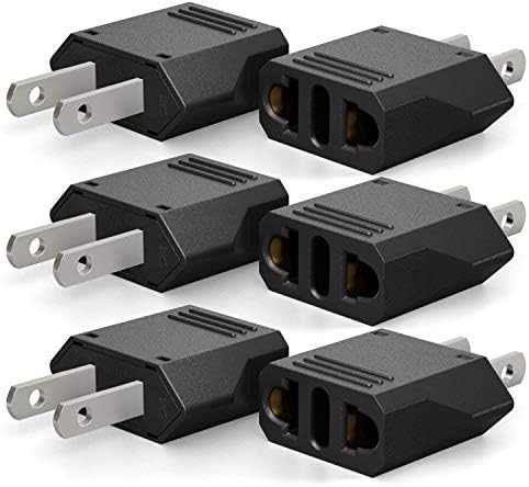 Europe to American Outlet Plug Adapter, Unidapt European EU to US Travel Power Adapter Plug, EU/Italy to USA/Kanada Outlets Converter Wall Plug AC Adapters - Type A (6-Pack, Black)