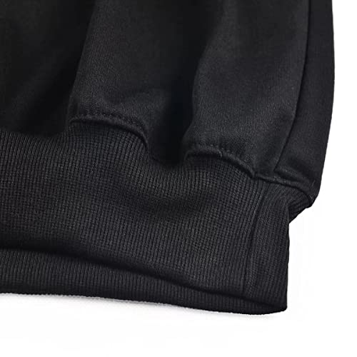 Babyhealthy FBAZW-FQ21164-BLACK-2XL Women'S Off Shoulder Hoodie Long Sleeve Drawstring Pullover Sweatshirt Casual Tops Black thumb #5