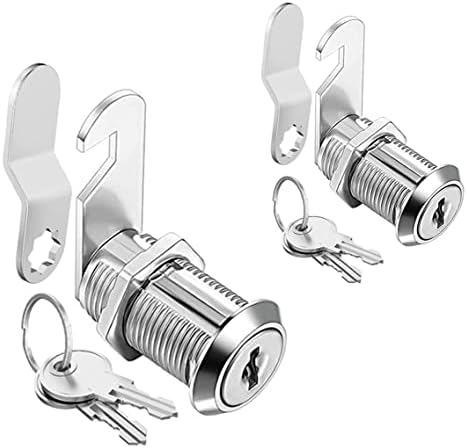 Cabinet Cam Locks Keyed Alike, 1-1/8'' Fits on 7/8'' Max Door Thickness, Secure File Drawer Mailbox RV Storage Replacement Set, Zinc Alloy (1-1/8 Inch 2Pcs)