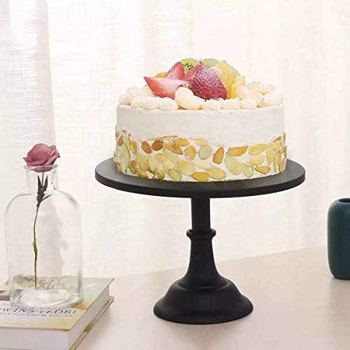 12 Inches/ 30Cm Black Cake Stand, Simple Style Metal Round Wedding Event Birthday Party Dessert Cupcake Pedestal Display Plate (Black, Diam 12") #TOP4