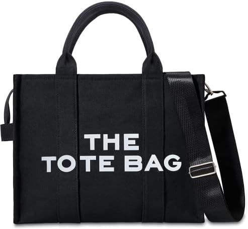 Ponfum Tote Bags for Women Casual Canvas Tote Bags with Zipper Handbags Shoulder Bags Crossbody Hobo Bag for Office School Shopping Travel
