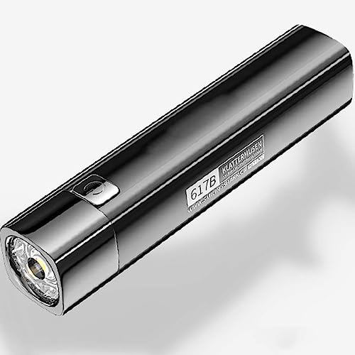 BYYLECL Linterna LED recargable con puerto de salida USB, impermeable, ligera linterna pequeña para corte de energía, camping, pasear al perro, regalos para hombres, 3 modos de luz, color negro
