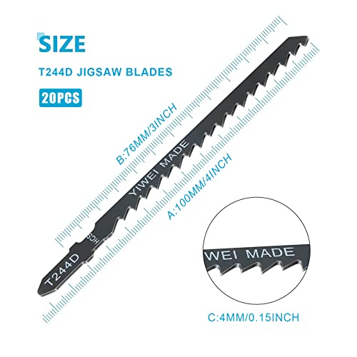 Moicstiy 20Pcs 4 Inch Jigsaw Blades T Shank T244D High Carbon Steel Jig Saw Blade For Quick Cutting Wood #TOP1