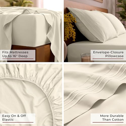 Image of Mellanni Full Sheets Set - 4 PC Iconic Collection Bedding - Hotel Luxury, Extra Soft, Cooling Bed Sheets - Wrinkle, Fade, Stain Resistant (Full, Golden Ivory)