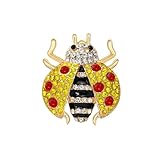 OIDIMS Anillo de mariquita con diamantes de imitación para mujer, hipoalergénico, chapado en oro, lindo escarabajo, animal, banda abierta, ajustable, anillo de circonita cúbica, insectos, delicada