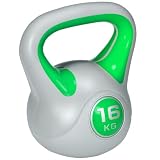 SPORTNOW Kettlebell 16kg in PU e Sabbia Base Piatta 27x17x31 cm Verde