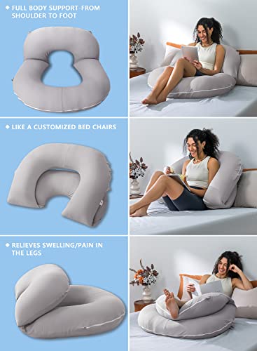 Insen Reading Pillow, Back Pillow For Sitting In Bed For Reading, Nurse & Relax, Reading Pillow For Adults, Moms & Kids, Sit Up Pillow For Bed, Cooling Tencel, Light Grey #TOP2