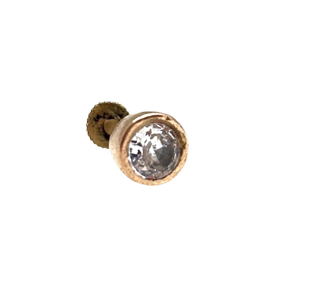 Traditional Impon/Panchaloha/Five Metals Single Stud Earring/Kadukkan with White Stone, Fashion Jewellery for Men and Boys (P426)-image-21
