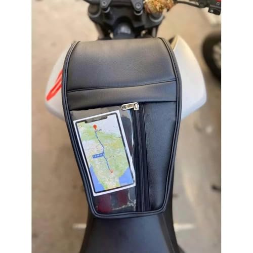 Image of UNIWARE MT-15 Leather Scratch Proof Tank Cover /Tank Bag - Transparent Mobile Touch Pocket /Holder Tank Cover (Black)