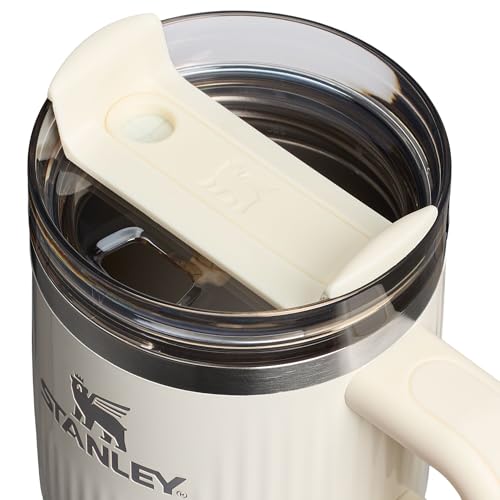 Image of STANLEY Quencher H2.0 Tumbler with Handle and Straw 20 oz | Flowstate 3-Position Lid | Cup Holder Compatible for Travel | Insulated Stainless Steel Cup | BPA-Free | Fluted Cream Gloss