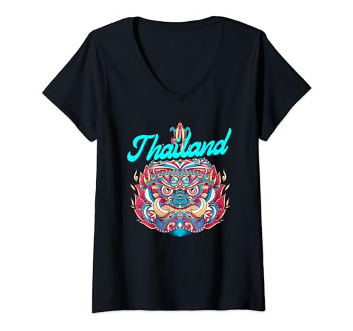 Masque Thaïlande T-Shirt avec Col en V