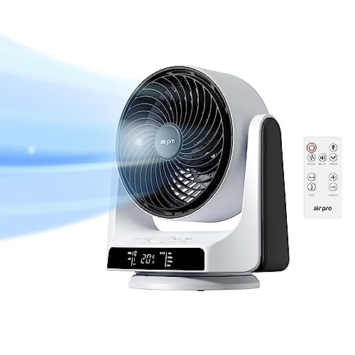 Air Pro Desk Fan - Ultra Quiet Air Cooling & Circulator Table Fan - Small Cooling Fan with 8 Speeds and 4 Different Mode Settings - 90° Variable Tilt Mini Fan Suitable for Desktop Office Home Bedroom