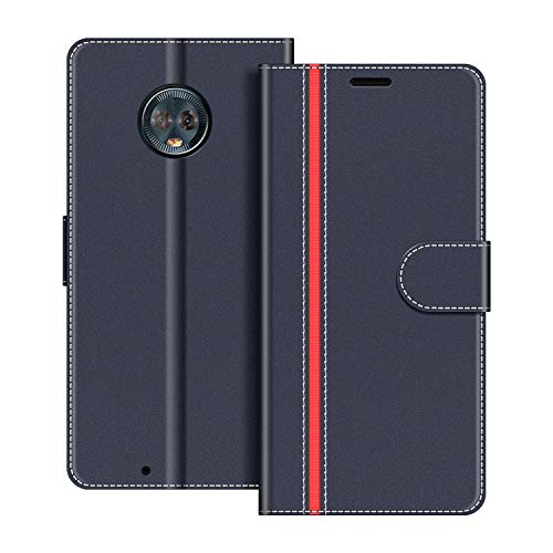 COODIO Funda para Motorola Moto G6, Magnético Funda con Tapa para Motorola Moto G6, Azul Oscuro/Rojo