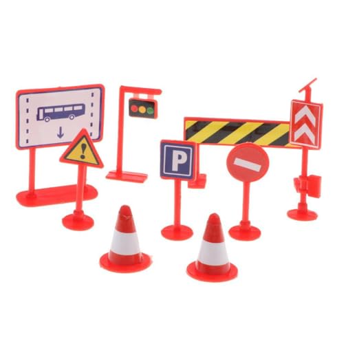 wisoolkic Jeu de signalisation routière avec 9 pièces multicolores : blocs de construction, voitures et véhicules pour un apprentissage éducatif du code la route.
