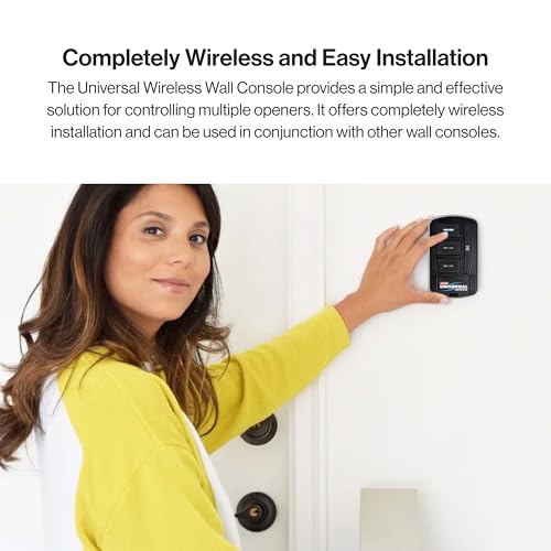 Genie GUWWC-R Universal Garage Door Opener Wireless Wall Console, Compatible with LiftMaster, Chamberlain, Genie, Overhead Door, For Use up to 3 Garage Doors,Black
