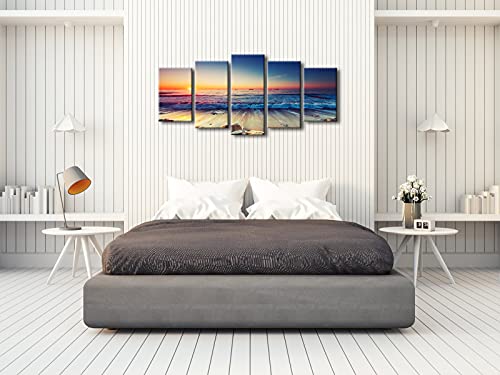 Pyradecor Ocean Seascape Canvas Prints Wall Art Sea Beach Pictures Paintings For Living Room Bedroom Home Decorations 5 Piece Modern Stretched Ready To Hang Landscape Artwork #TOP2
