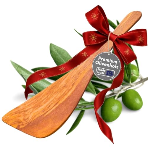 Premium Wender 32 cm aus Olivenholz, Made in EU, hochwertige Küchenutensilien, nachhaltiger Küchenhelfer Oliven Holz, pflegeleicht & langlebig (Pfannenwender 32 cm)