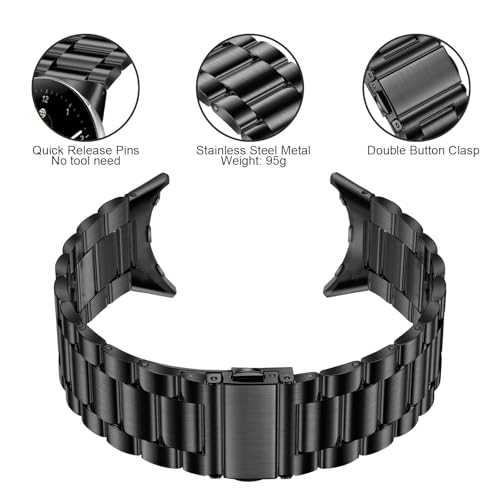 Image of Yeahxing Metal Band for Pixel-Watch 3 45mm 41mm - Stainless Steel Bands for Google Pixel Watch 4 /3 /2 /1 2025, Adjustable Wristband for Men Women