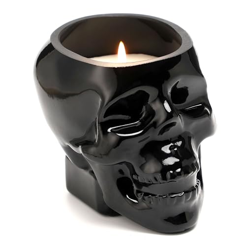 Black Gothic Candles, Black Skull Candle for Scary Halloween Decorations