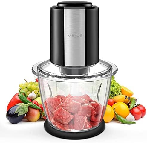 Food Processor, Vinoil Food Chopper for Vegetables,Meat,Fruits and Nuts,4 Durable Stainless-Steel Blades Food Capacity with 1200ml Blender Bowl, Black๏ผKitchen Tools๏ผBaby Food Blender