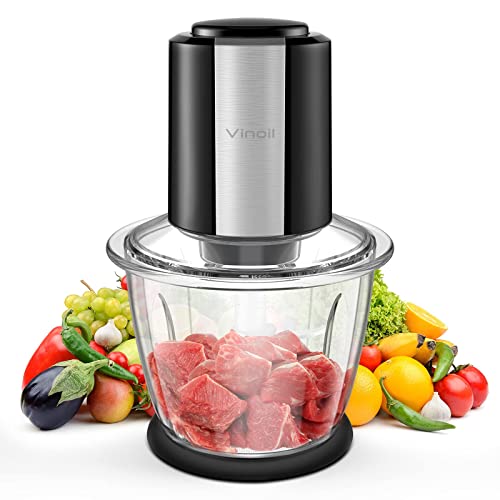 Food Processor, Vinoil Food Chopper for Vegetables,Meat,Fruits and Nuts,4 Durable Stainless-Steel...