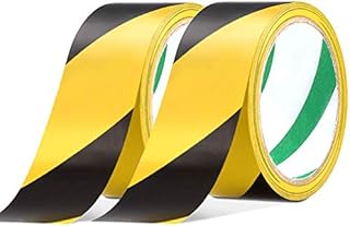 Safety Tapes 2 Pack 48mmX20m Black & Yellow Self Adhesive Hazard Warning Tape