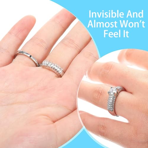 Image of Anzailala Ring Size Adjusters for Loose Rings,4 Sizes Ring Tightener Resizer(8 Pcs 2 Colour) | Features 4 gold and 4 clear ring tighteners in various sizes, fits loose ring bands securely and comfortably.
