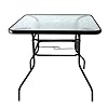 AOODA 315 Patio Table Dining Table Umbrella Stand Table with Tempered Glass Top Patio Bistro Table Yard Deck Outdoor Furniture Garden Table for Backyard Balcony Pool Square