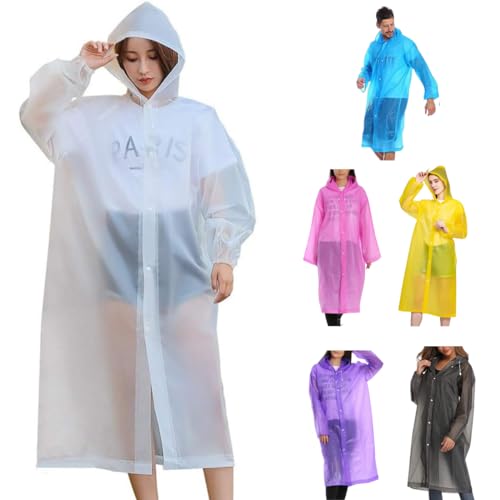 Kit 2 Capa de Chuva Impermeável PVC EVA Com Capuz Transparente Adulto Unissex Masculina Feminina Ref