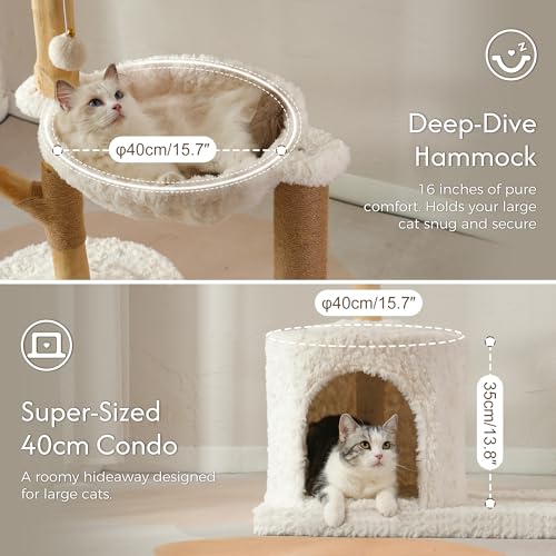 Árbol Moderno para Gatos con Hamaca y Postes para Rascar Beige miniatura 4