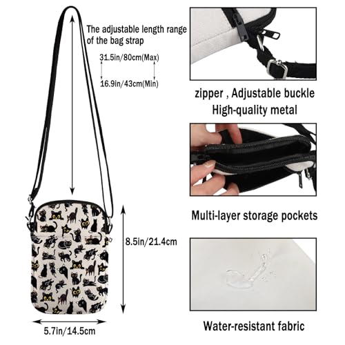 G2TUP Black Cats Lover Gift Black Cat Design Crossbody Bag Pet Cats Mom Travel Bag Kitty Merch3