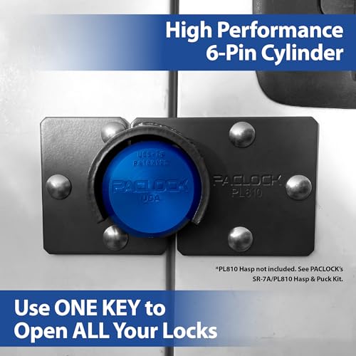 Image of PACLOCK's 7-Series Flat Back Puck w /Tapped Holes, Standard Rekeyable (SR), One Lock Keyed to a Number U-Pick! w / 2 Keys, Black