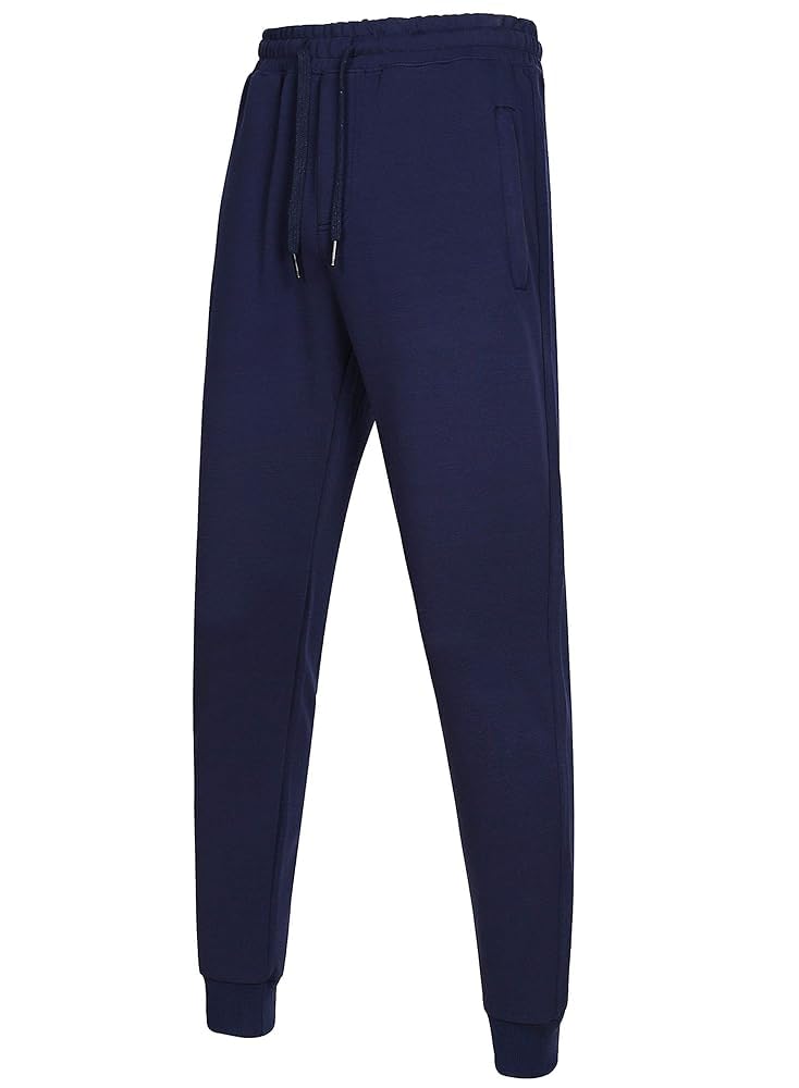 Men's Cotton Slim Fit Jogger Pants - Casual Drawstring Track Sweatpants - Sweat Pants with Elastic Waist and Zipper Pockets